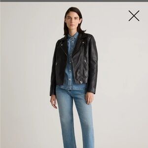 Quince 100% Washed Leather Biker Jacket